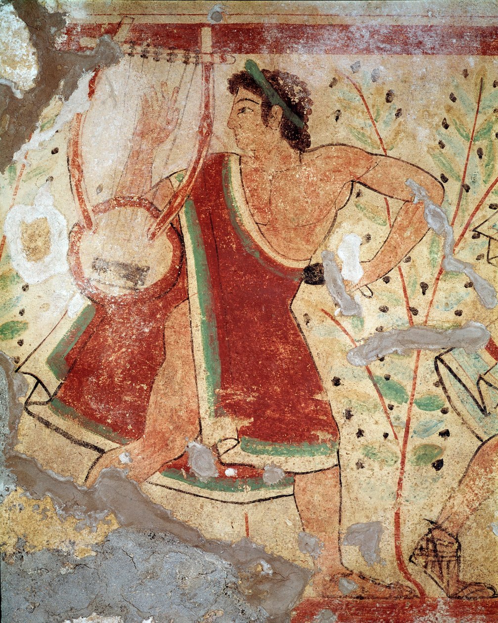 En lirare (fresco, 520 f.Kr.) av Etruscan