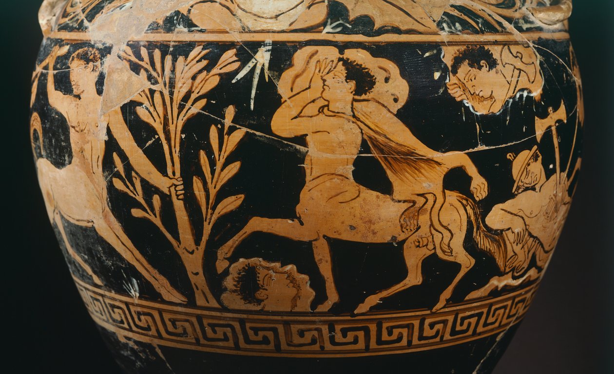 Amfora av målaren av Centauromachy, detalj som visar en kentaur. Rödfigurkeramik från Porano (Umbria). Etruskisk civilisation, 400-talet f.Kr. av Etruscan