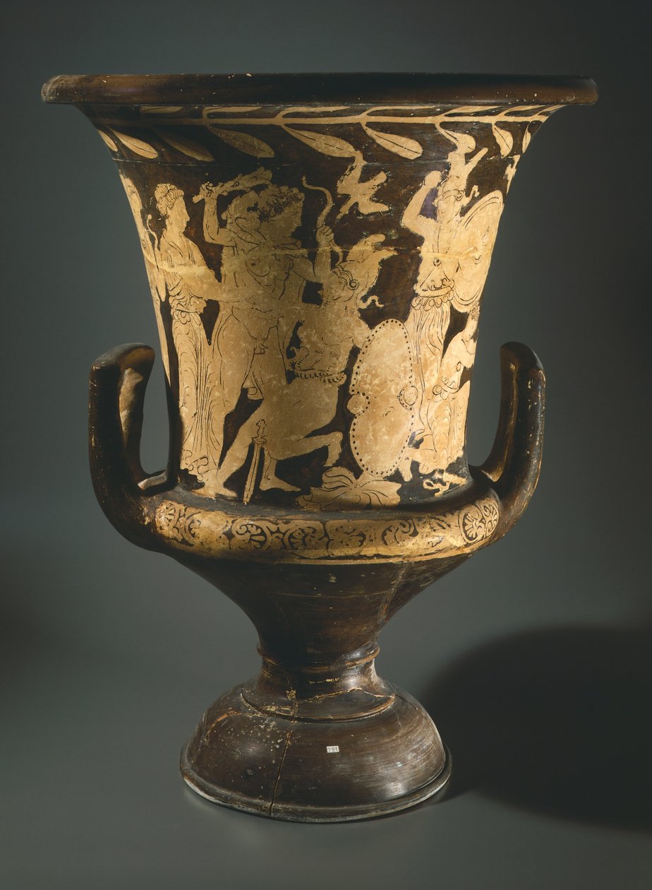 Calyx-krater (stor vas). Rödfigurkeramik från Perugia (Umbria). Etruskisk civilisation, 400-talet f.Kr. av Etruscan