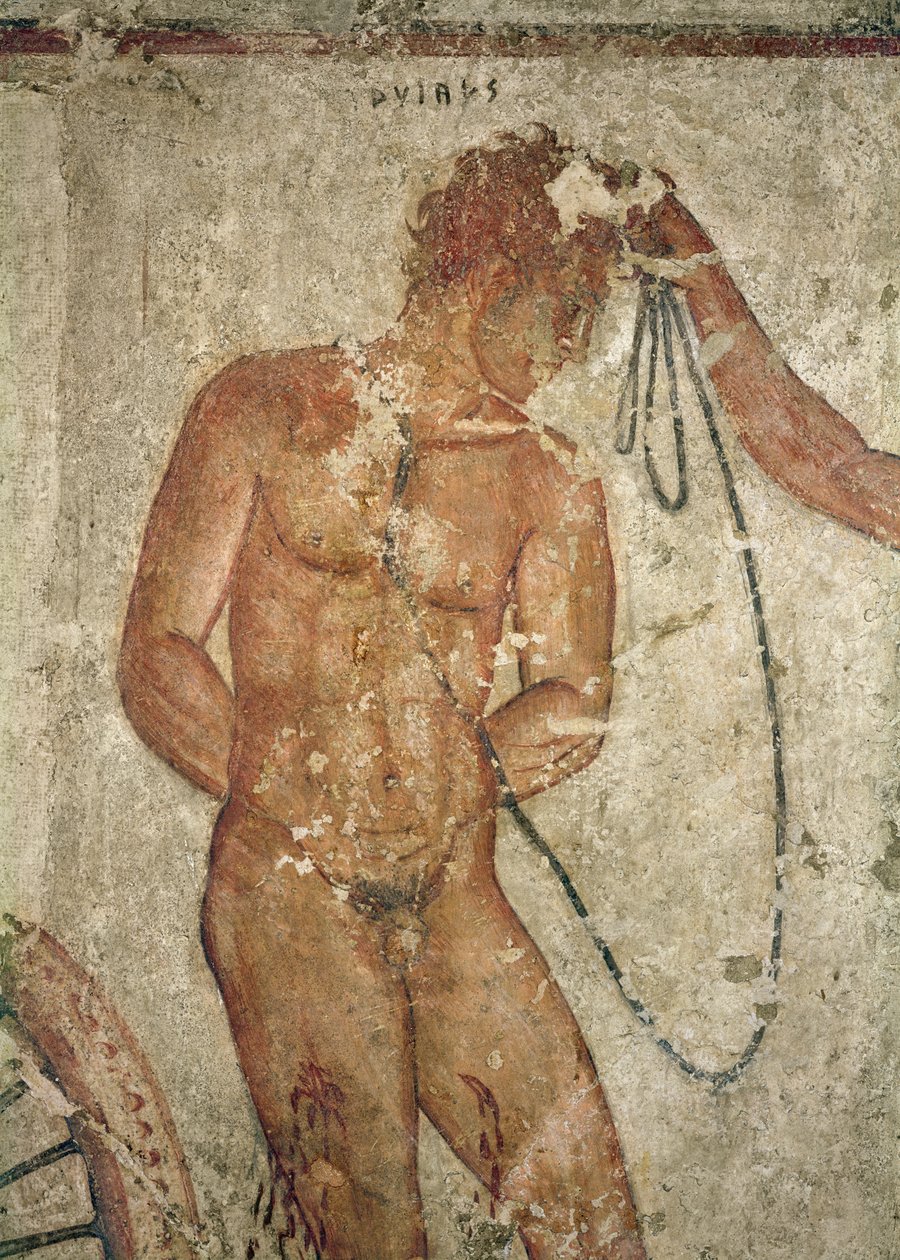 Detalj av en trojansk fånge, från Francois-graven vid Vulci, ca 320-280 f.Kr. (fresk) av Etruscan