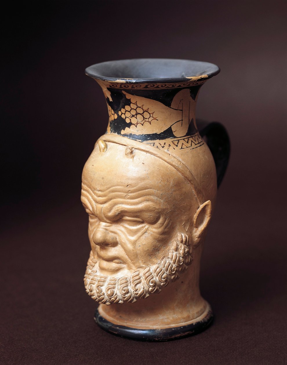 Etruskisk civilisation, vas med Silenus ansikte av Etruscan