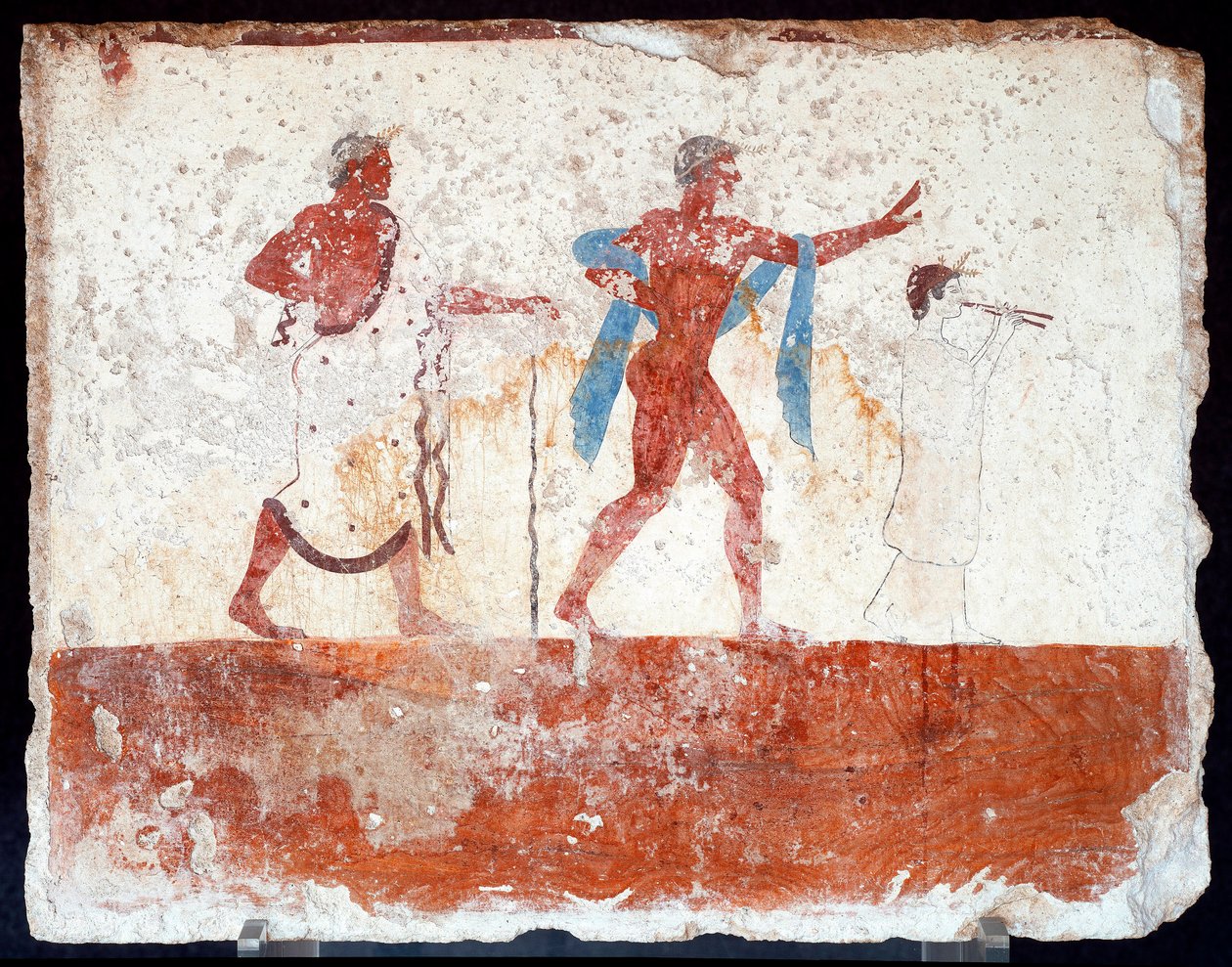 Etruskisk konst: en ung efebe, en musiker och en ceremonimästare. Fresk av "dykarens grav". Från Paestums södra kyrkogård. 480-470 f.Kr. Museo Archeologico Nazionale, Paestum av Etruscan