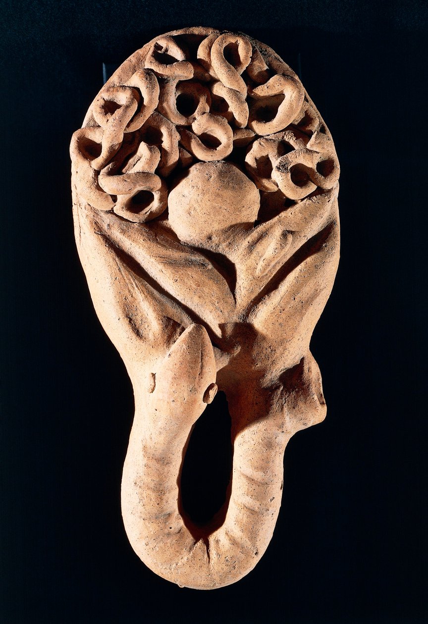 Etruskisk civilisation, Terrakotta votiverbjudande som visar en tarm, Från Tessennano, Lazio-regionen, Italien av Etruscan