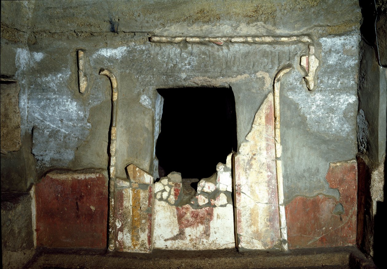 Etruskisk civilisation: ingången till Francois grav i nekropolen Ponte Rotto, 300-talet f.Kr. Vulci, Italien av Etruscan