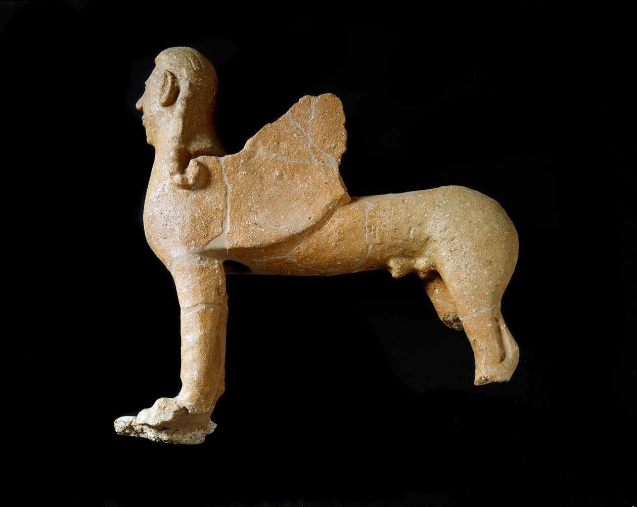 Etruskisk civilisation: terrakottasfinx. 550-530 f.Kr. Från det andra palatset i Murlo. Depositi Soprintendenza Archeologica del 