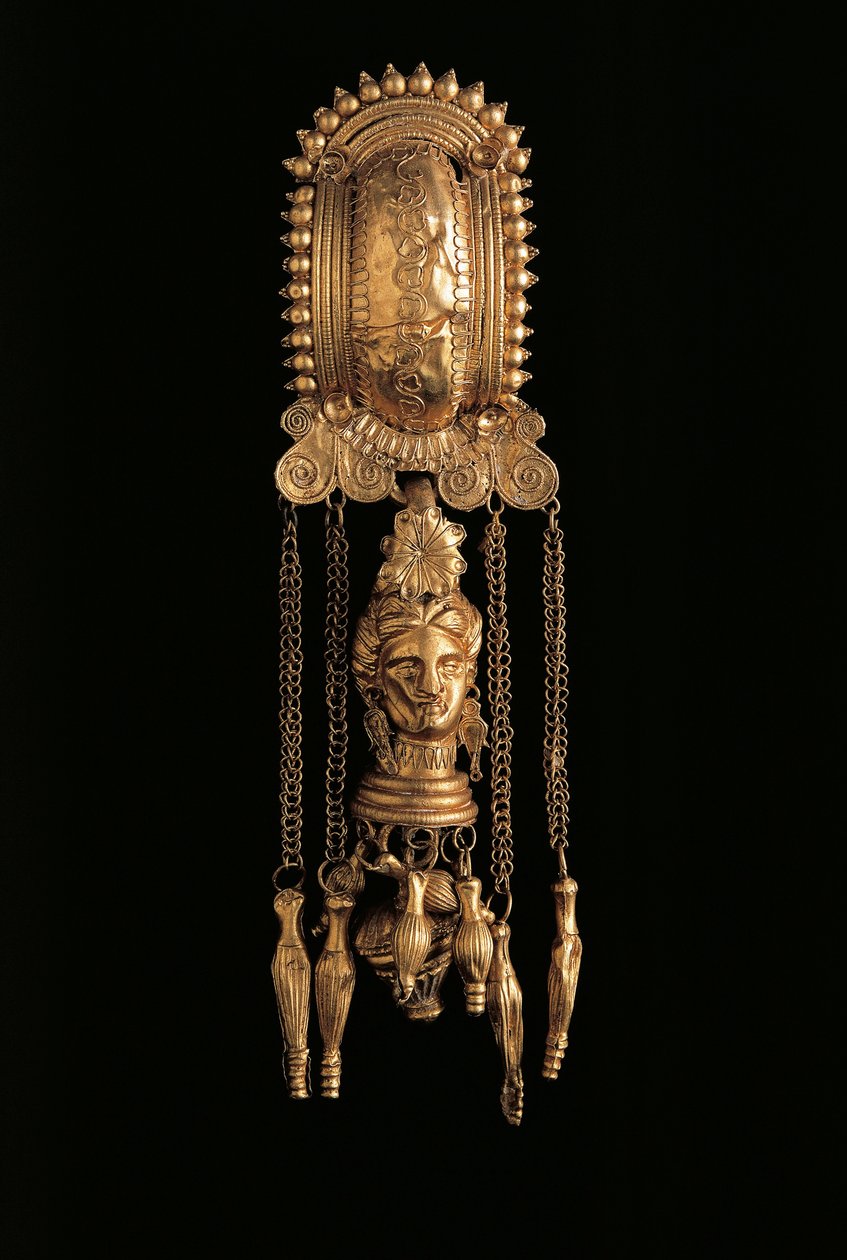 Guldörhänge med hänge, från Todi, Perugia-provinsen, Italien av Etruscan