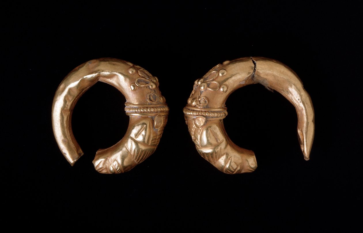 Gyllene örhängen, 450-400 f.Kr av Etruscan