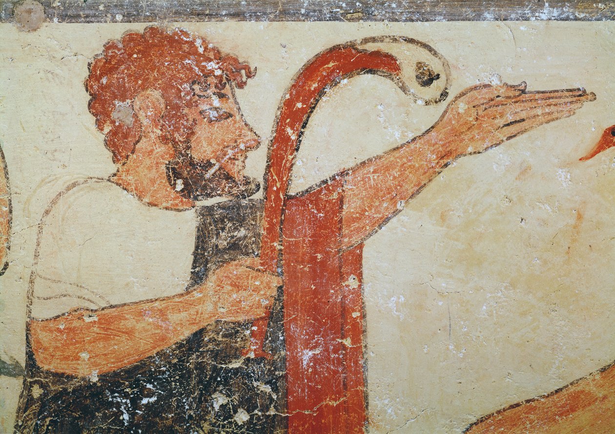 Augurs huvud, från Augurernas grav, c.530-20 f.Kr. (väggmålning) av Etruscan