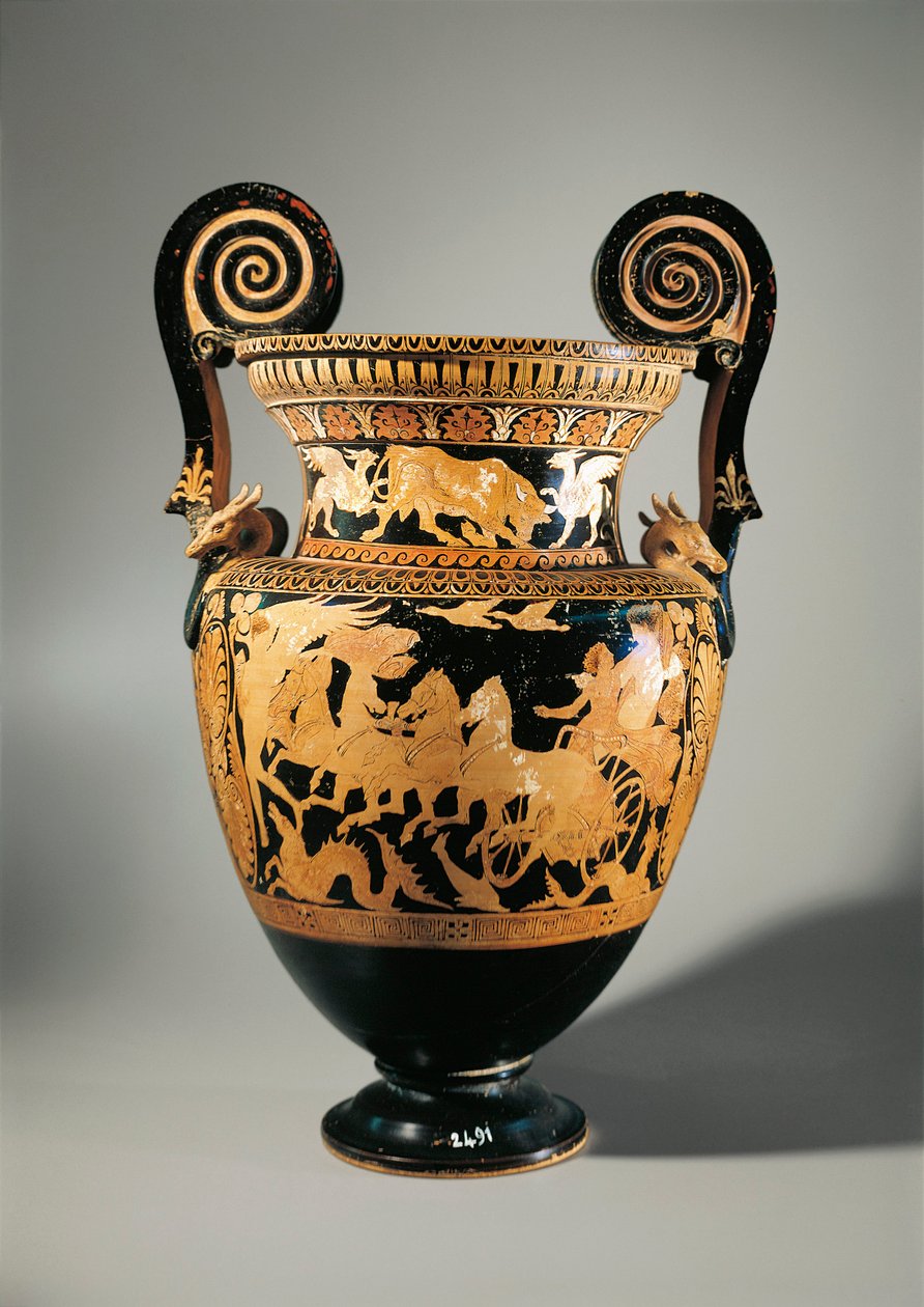 Italien, Lazio, Civita Castellana, Falerii, Volute krater (vas som används för att blanda vin och vatten) av Etruscan