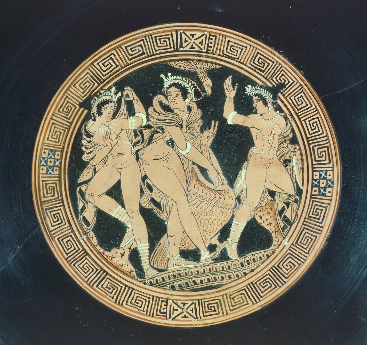 Kylix, detalj. Keramik med röd figur. Etruskisk civilisation, 400-talet f.Kr. av Etruscan