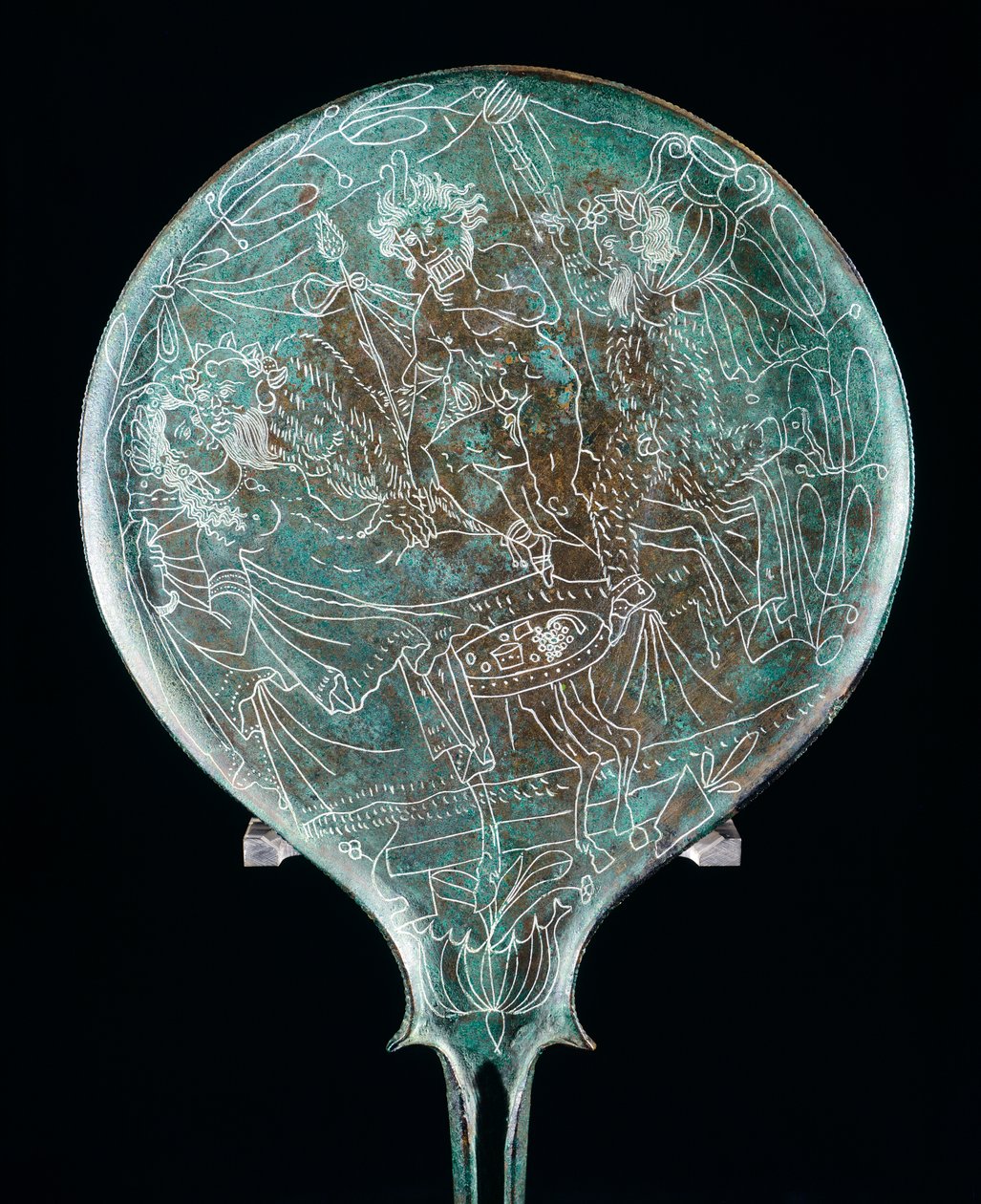 Spegel föreställande bankettscen, bronsartefakt från Preneste (Lazio). Etruskisk civilisation, 400-talet f.Kr. av Etruscan