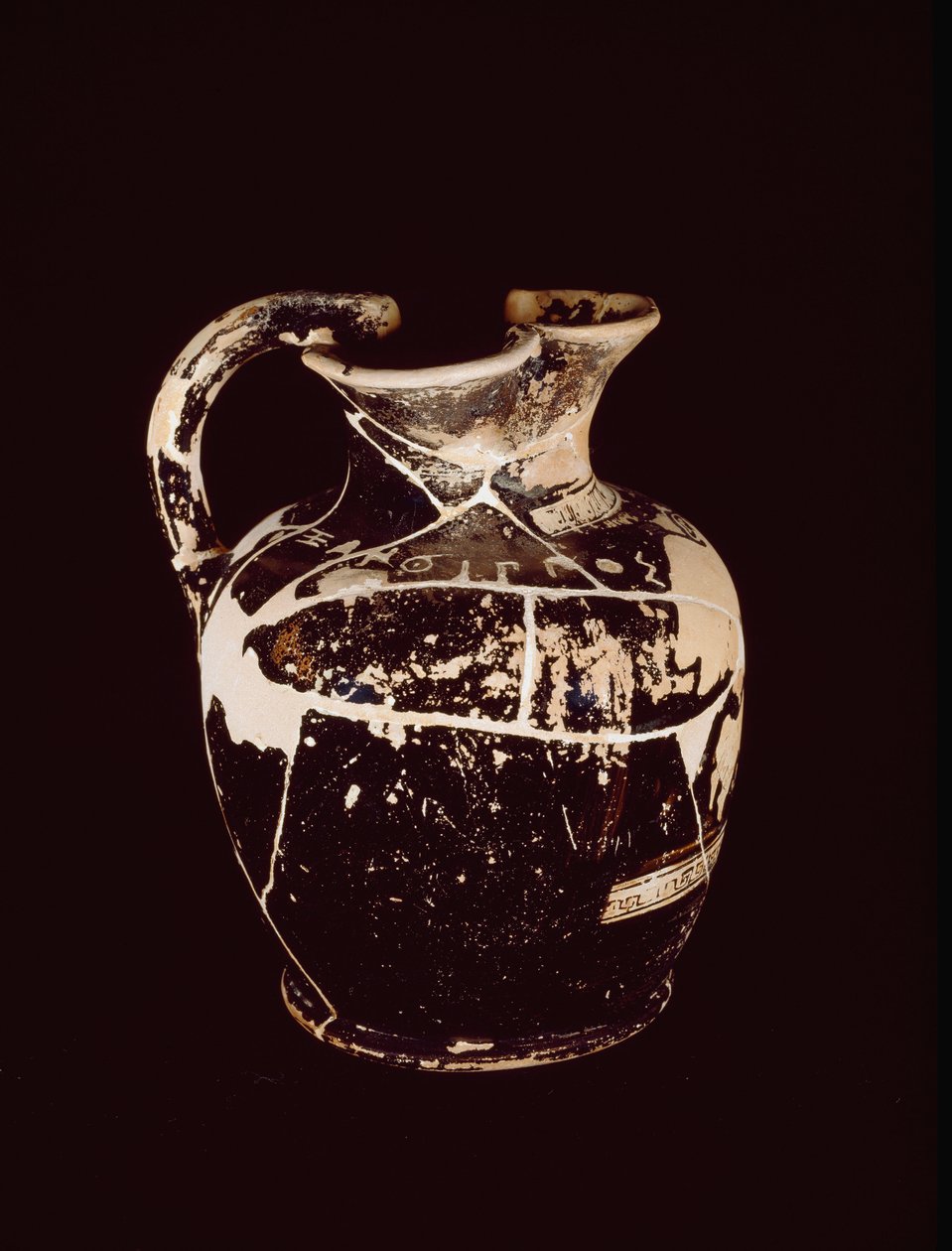 Oenochoe med inskription xanthippos. Från graven 709 av Valle Trebbia, 500-talet f.Kr av Etruscan
