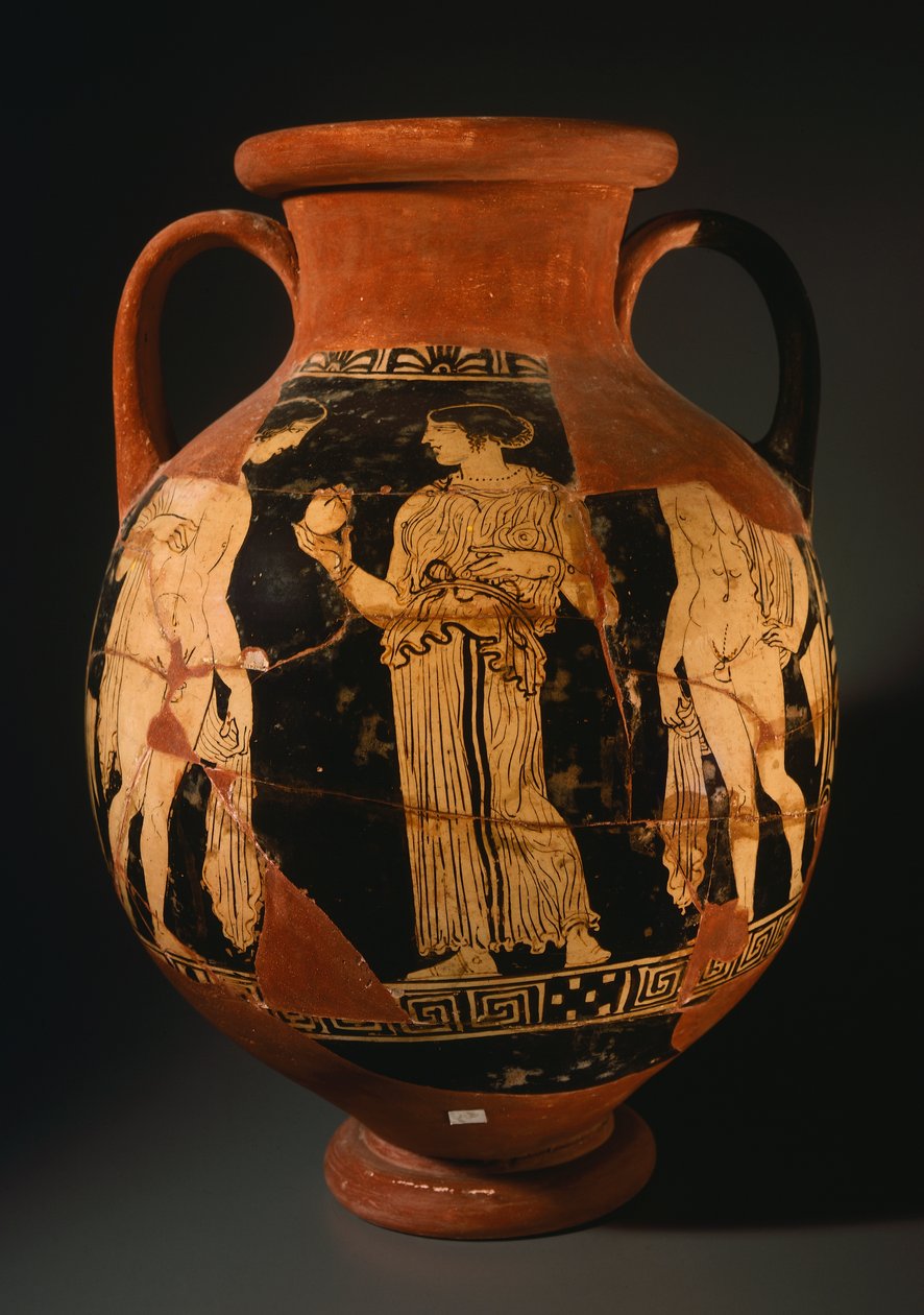 Pelike av Sommavillamålaren med flicka som presenterar ett granatäpple (rekonstruerat). Rödfigurkeramik från Orvieto (Umbria). Etruskisk civilisation, 400-talet f.Kr. av Etruscan