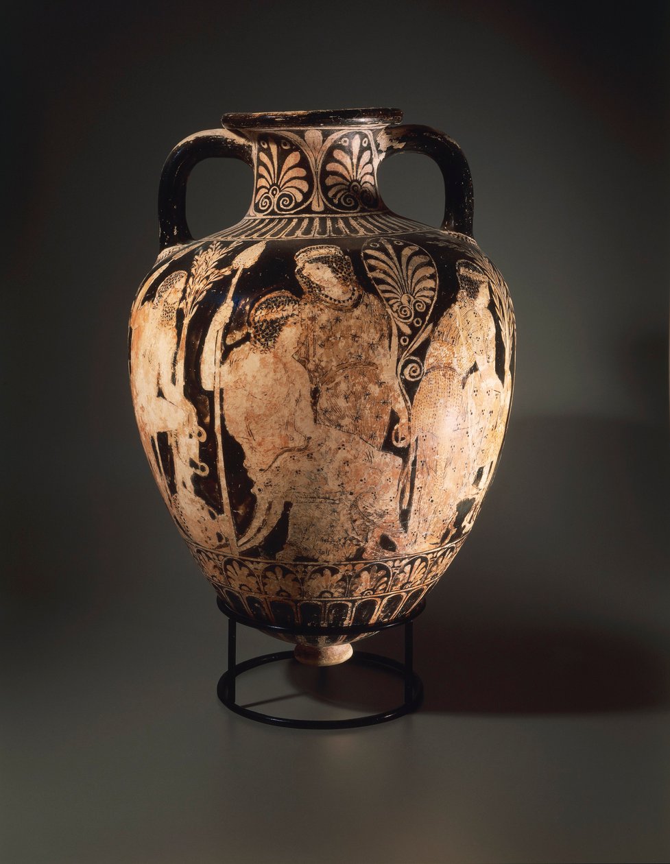 Keramik med röd figur, spetsig amfora av Perugia-målaren av Etruscan