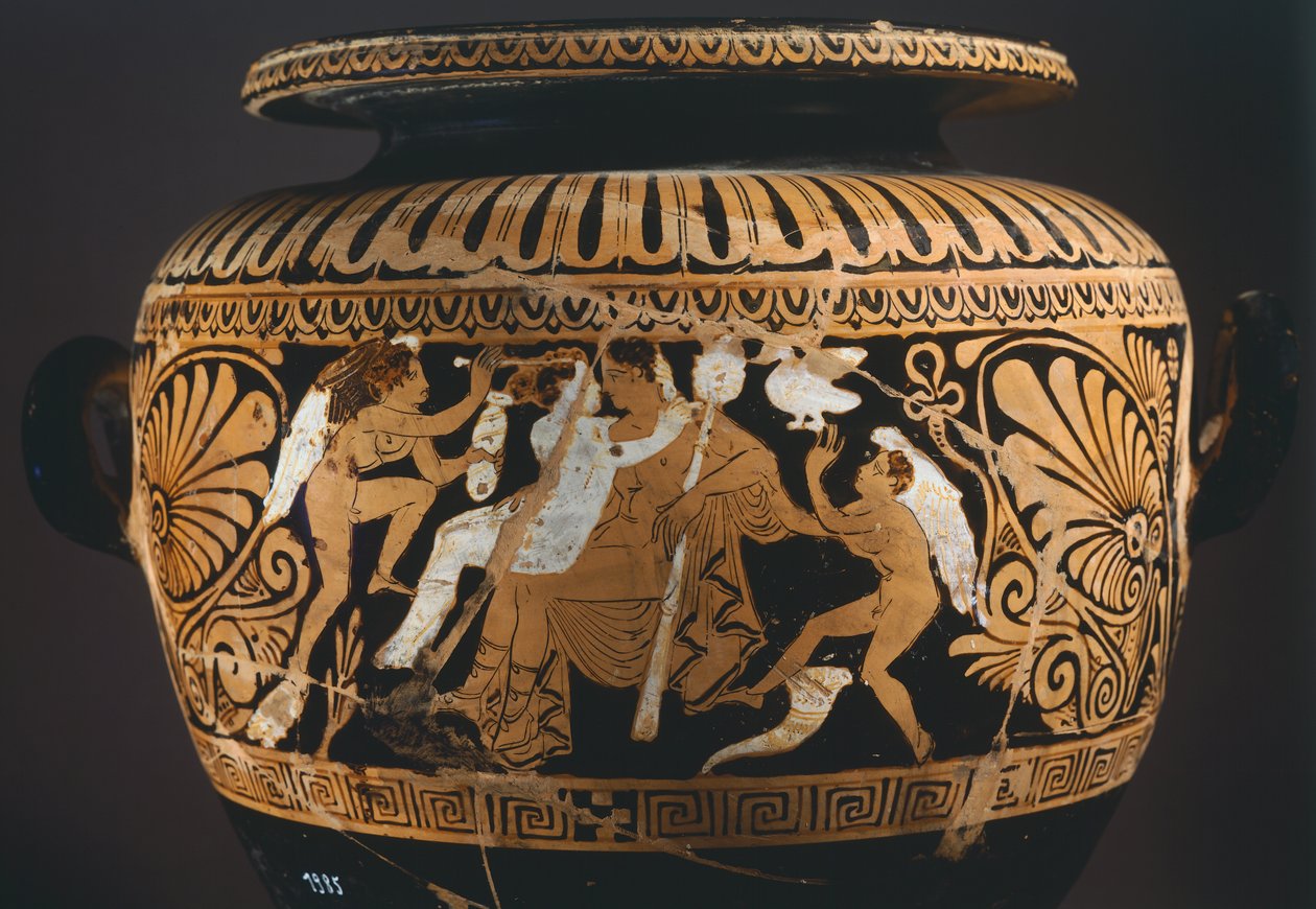 Stamnos (vätskelagringskärl), detalj som visar Dionysos och Ariadne. Rödfigurkeramik från Porano (Umbria). Etruskisk civilisation, 400-talet f.Kr. av Etruscan