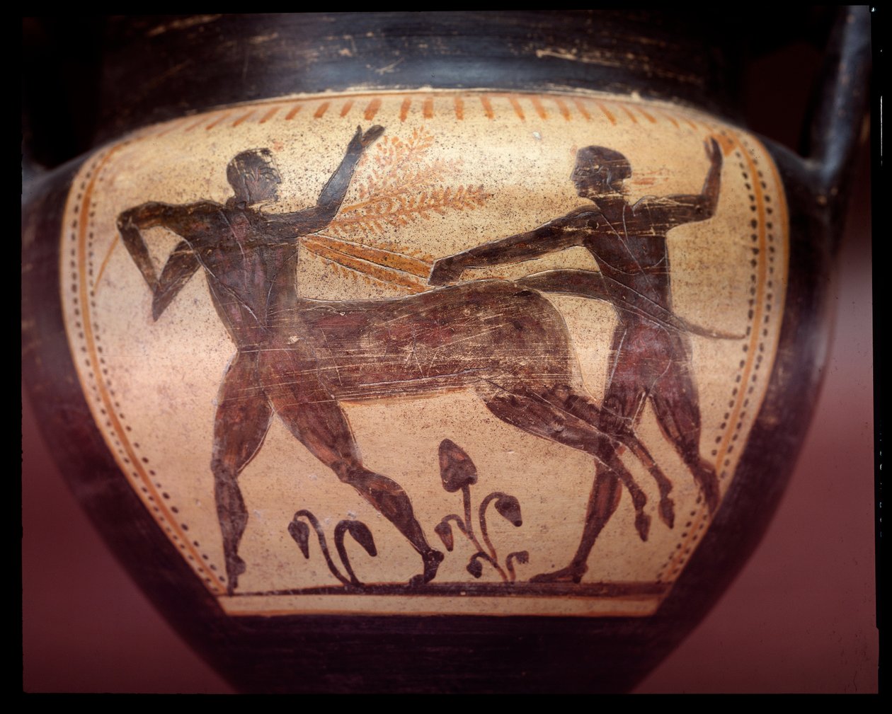 Terrakottakrater med representation av centauromachy, slutet av 600-talet f.Kr av Etruscan