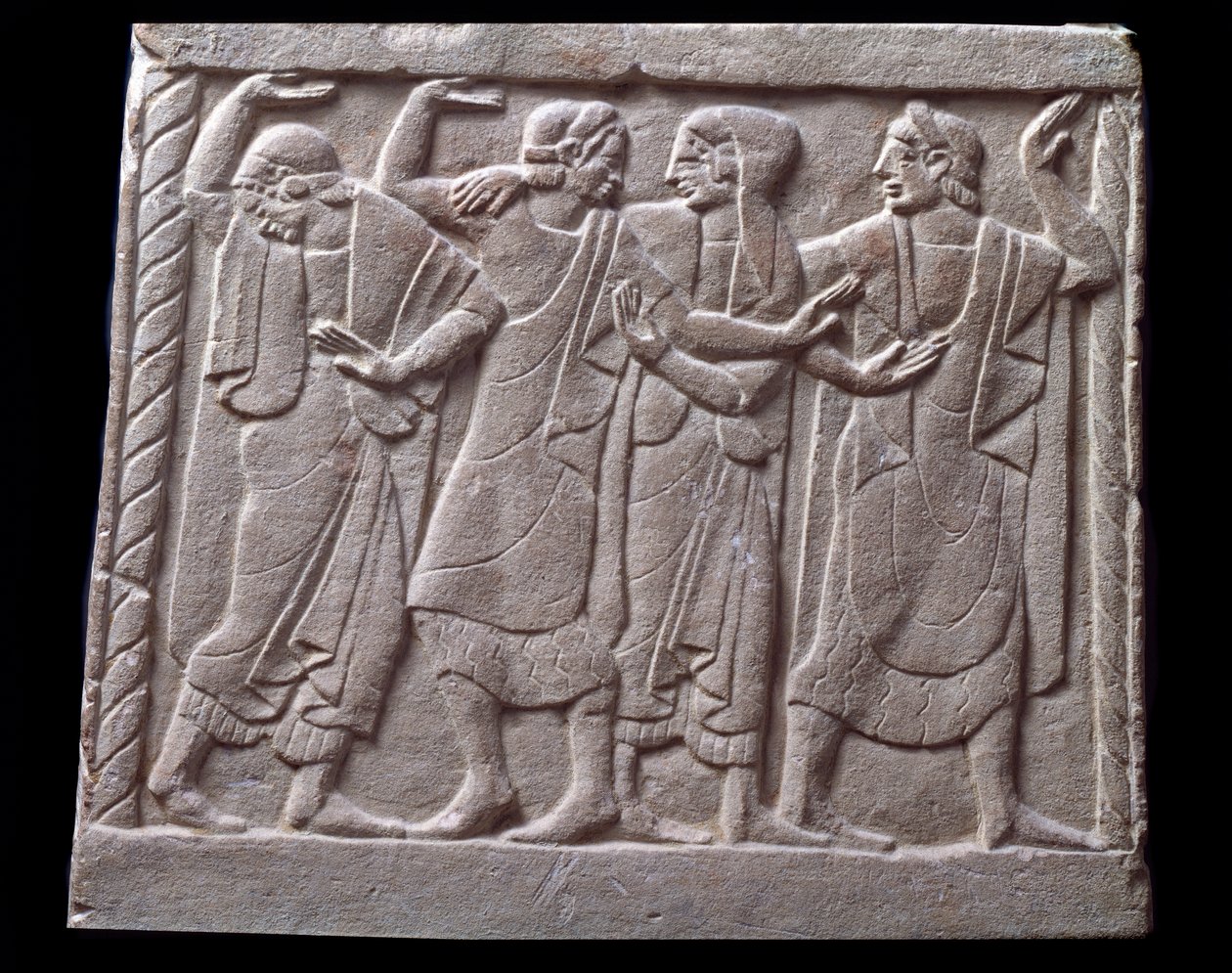 Dansscen, lågrelief av marmorgravsten av Etruscan Etruscan