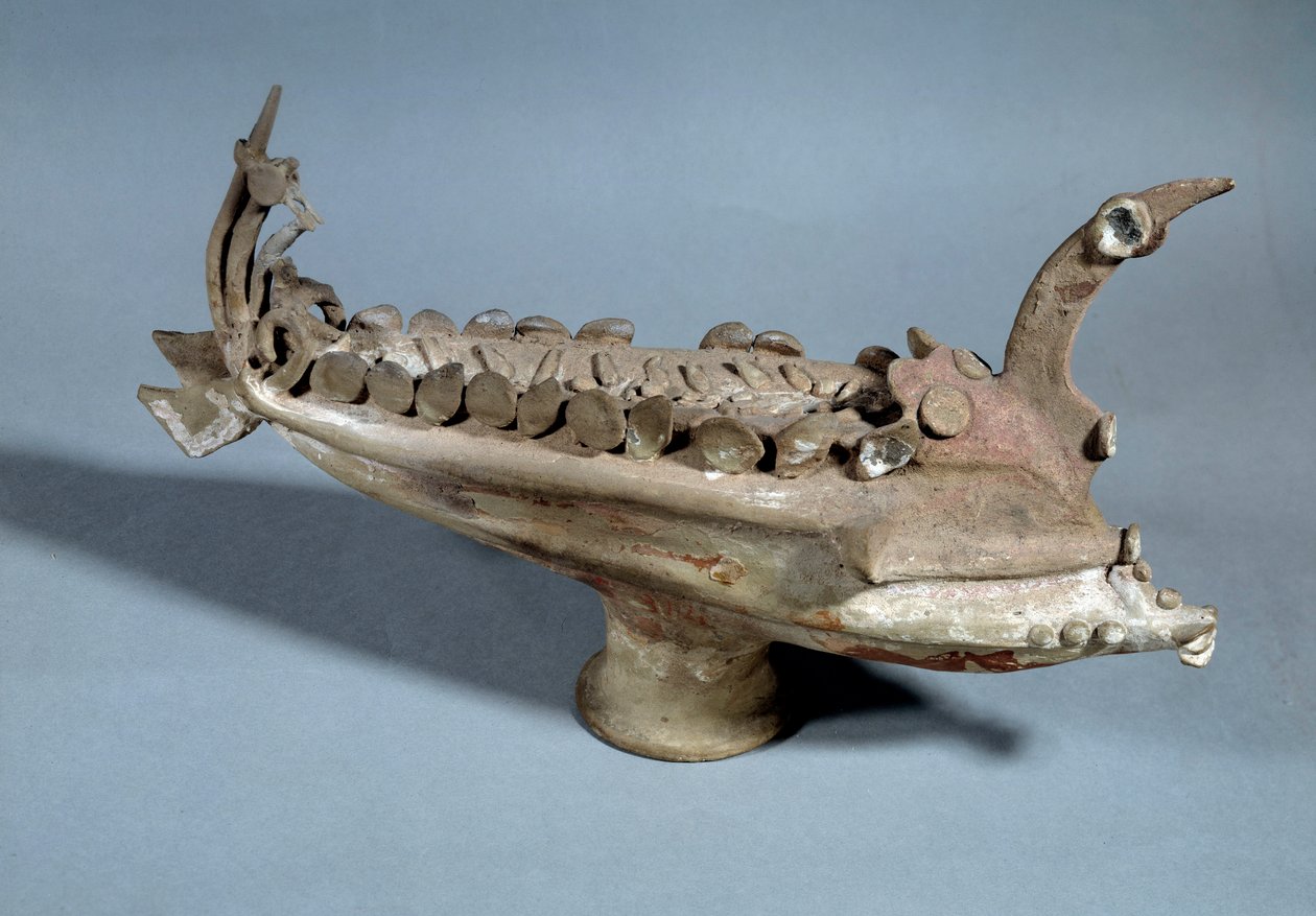 Etruskisk konst: Terrakottafartygsmodell från Ardee i Etrurien, 300-talet f.Kr. Paris, Louvren-museet av Etruscan Etruscan