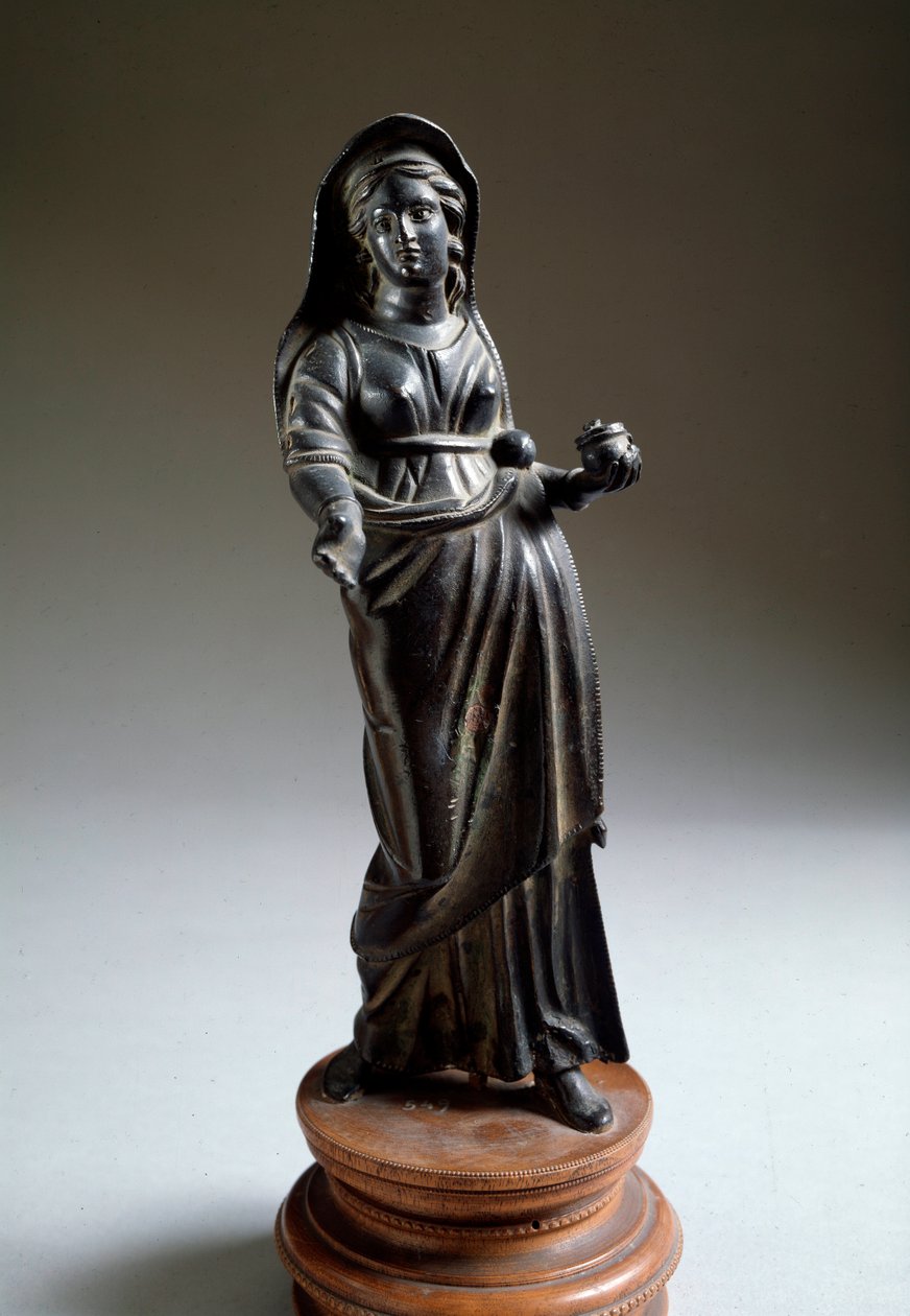 Etruskisk civilisation: "" offerar figure"" bronsskulptur, som kommer från Montalcino, Italien 300 f.Kr. Dim 26 cm (etruskisk konst, erbjuder kvinna, bronsskulptur, från Montalcino, Italien, 300 f.Kr., Dim 26 cm) Florens, Museo Archeologico av Etruscan Etruscan