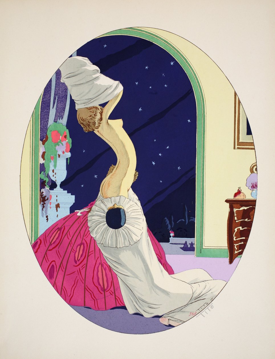 De fem sinnena - hörsel, syn, lukt, känsel och smak, pub. Paris, 1925 (stenciltryck) av Ettore Tito