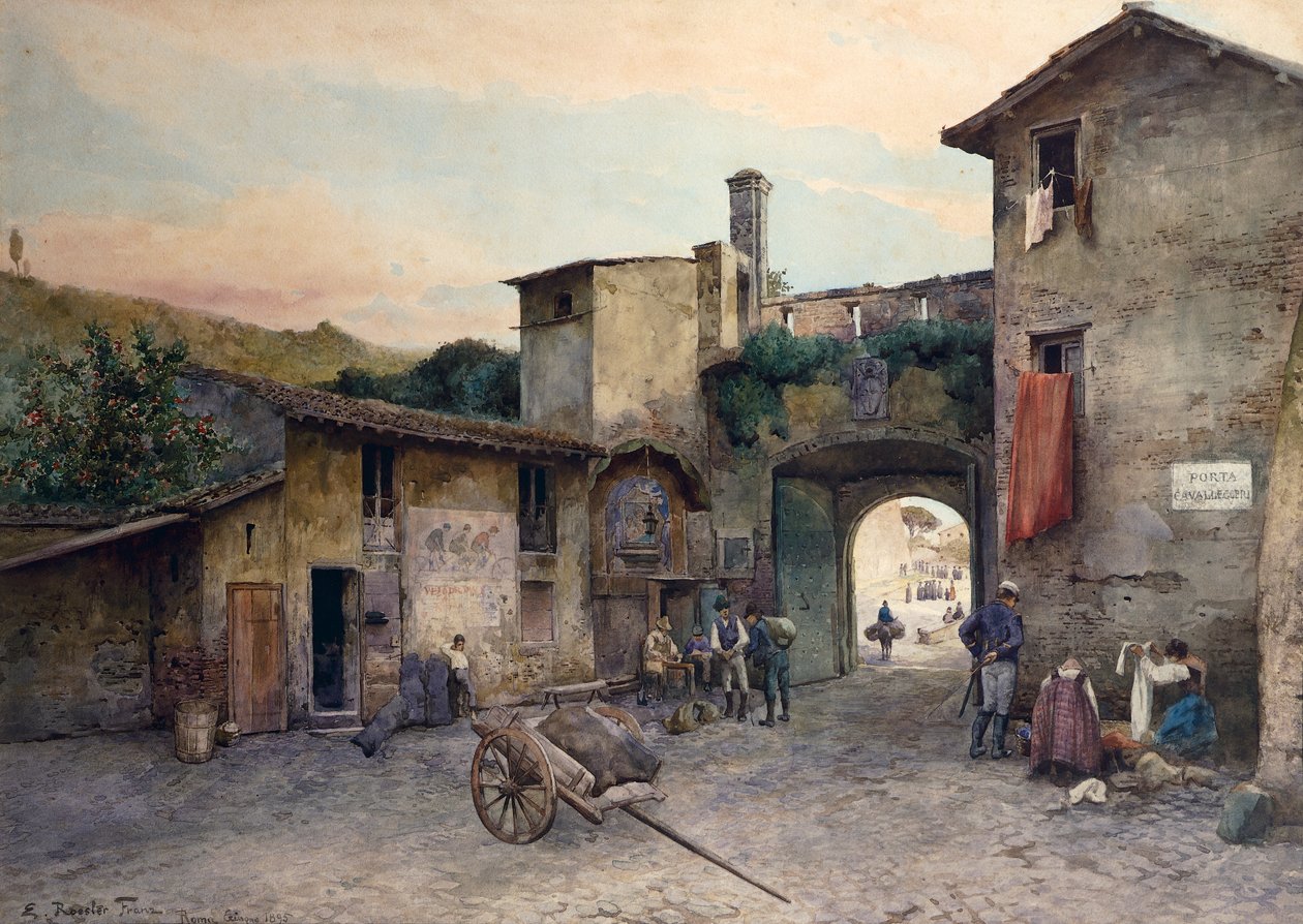 Port Cavalry (Porta Cavalleggeri) i Rom från serien Roma sparita (Disappeared Rome) av Ettore Roesler Franz