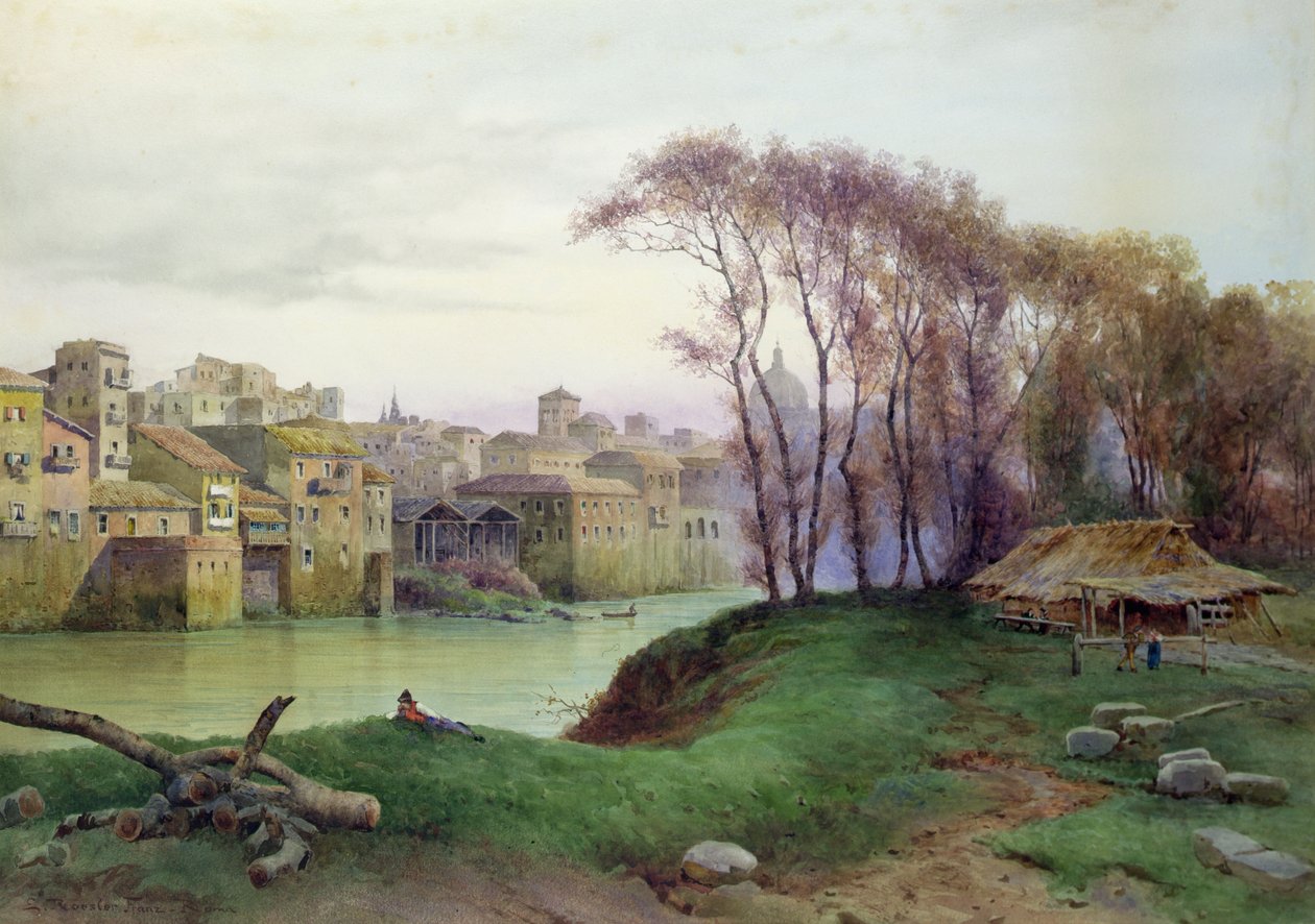 Utsikt över Prati di Castello, Rom (akvarell på papper) av Ettore Roesler Franz