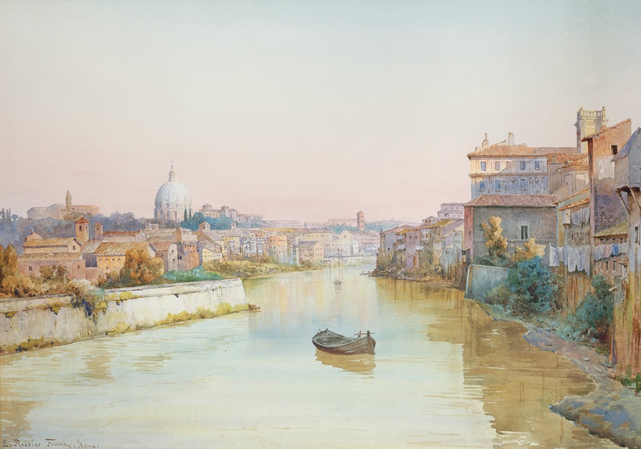 Utsikt över Tevere från Ponte Sisto av Ettore Roesler Franz