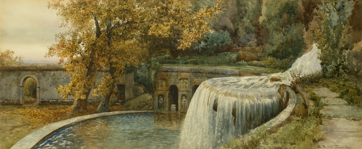 Villa Deste, höst (penna och akvarell) av Ettore Roesler Franz