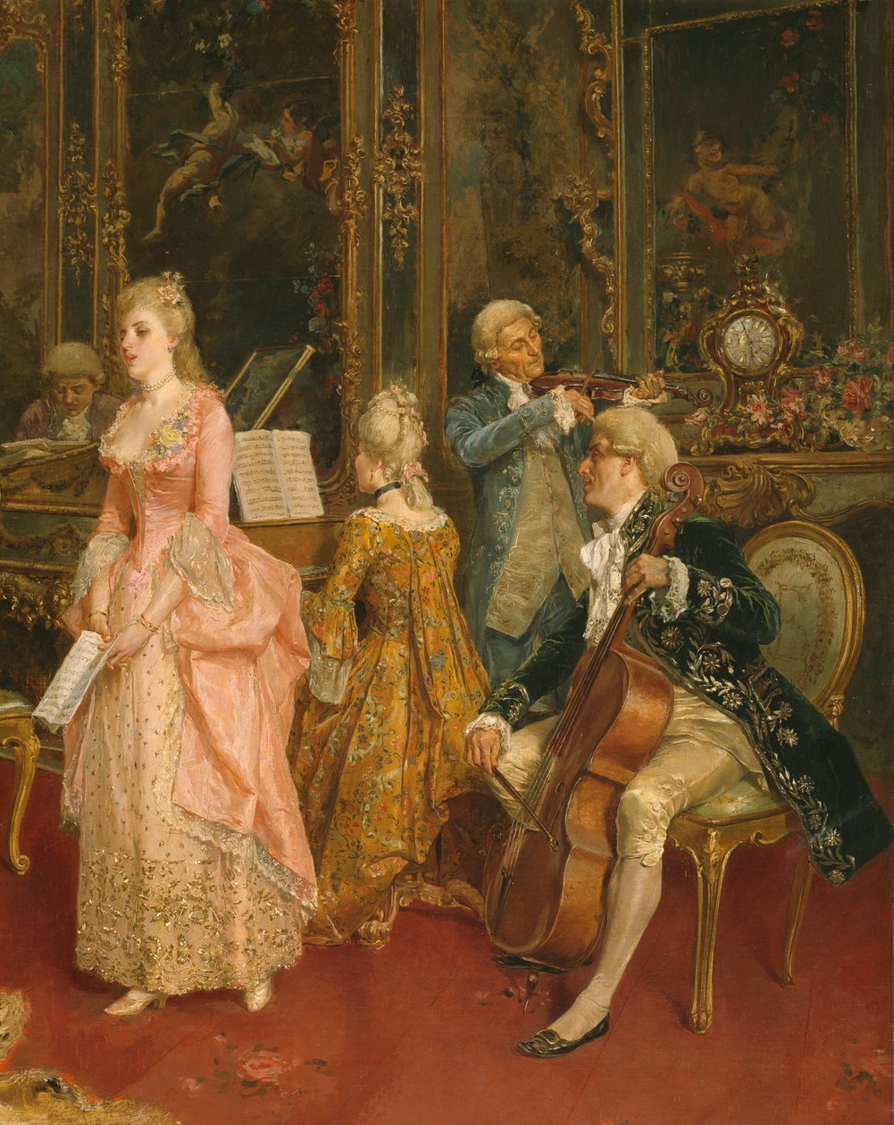 Konsert vid Mozarts tid, 1853 (detaljer) av Ettore Simonetti