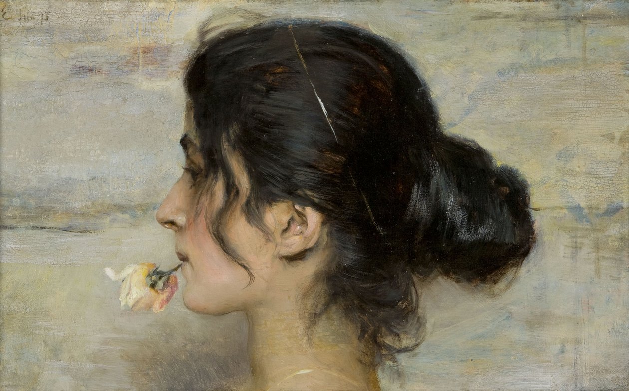 Med rosen mellan läpparna, 1895. av Ettore Tito