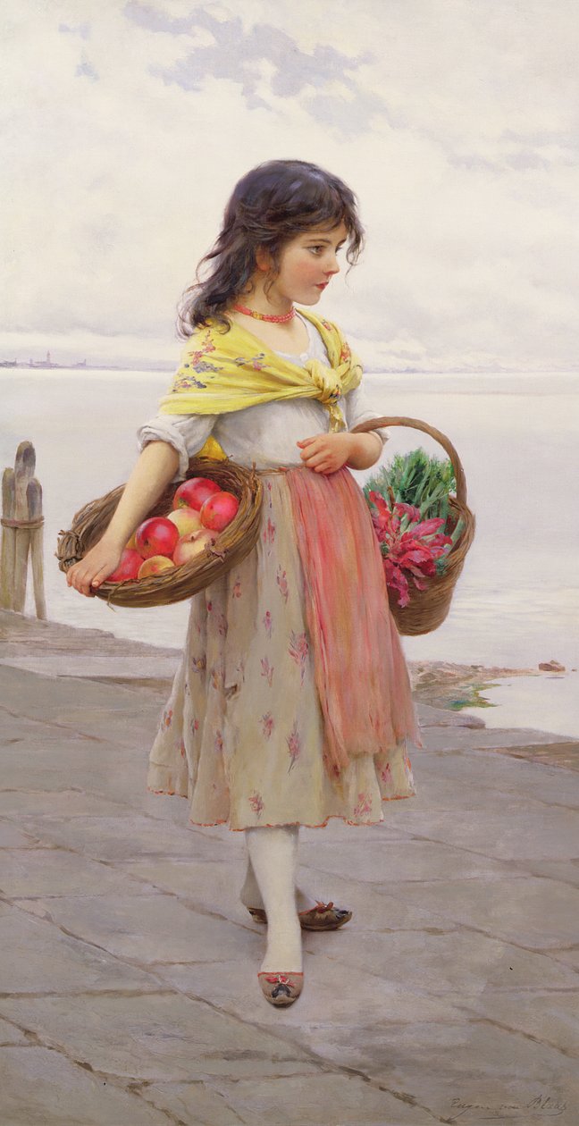 Ung flicka som säljer frukt och grönsaker av Eugen von Blaas