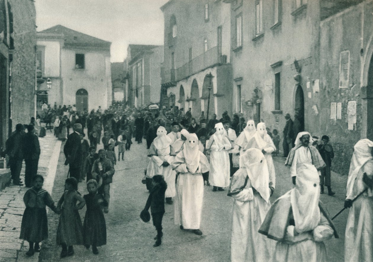 Begravningståget, Taormina, Sicilien, Italien, 1927 av Eugen Poppel