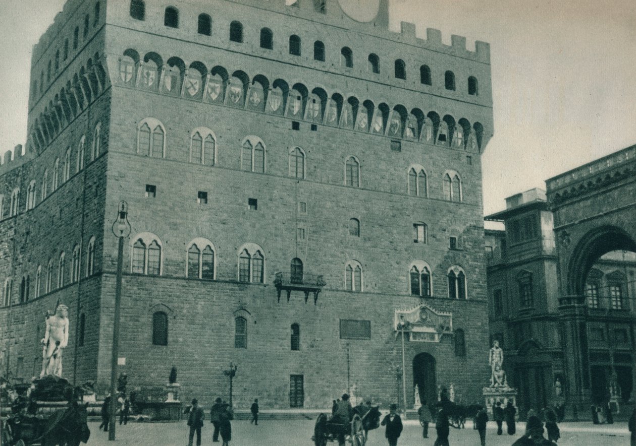 Palazzo Vecchio, Piazza della Signoria, Florens, Italien, 1927 av Eugen Poppel
