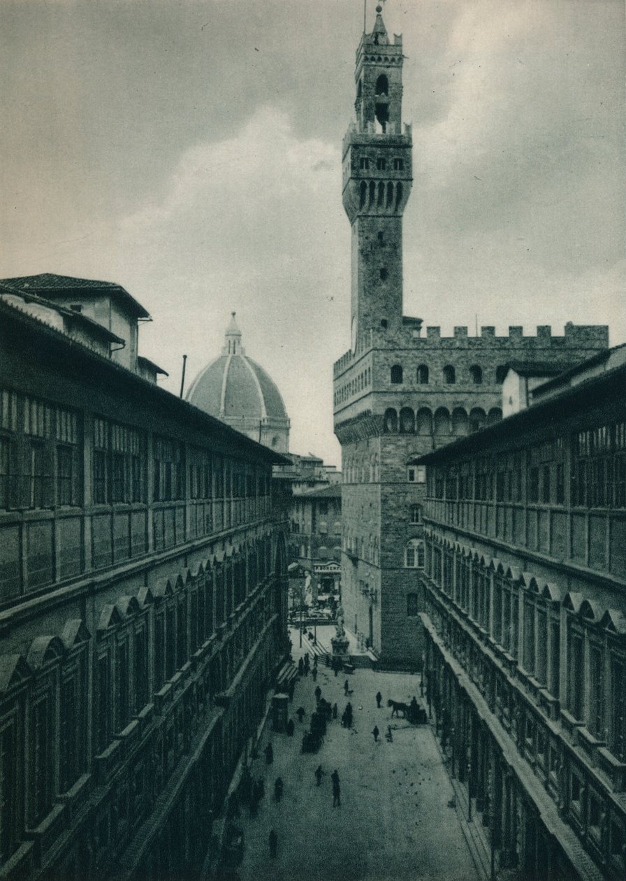 Palazzo Vecchio från Uffizierna, Florens, Italien, 1927 av Eugen Poppel