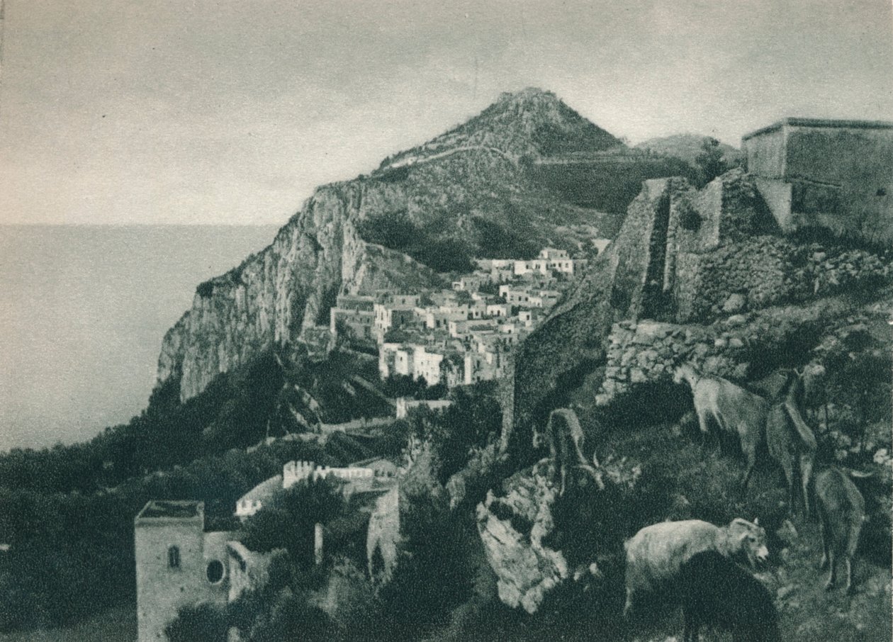 Utsikt över havet med Monte Solaro, Capri, Italien, 1927 av Eugen Poppel