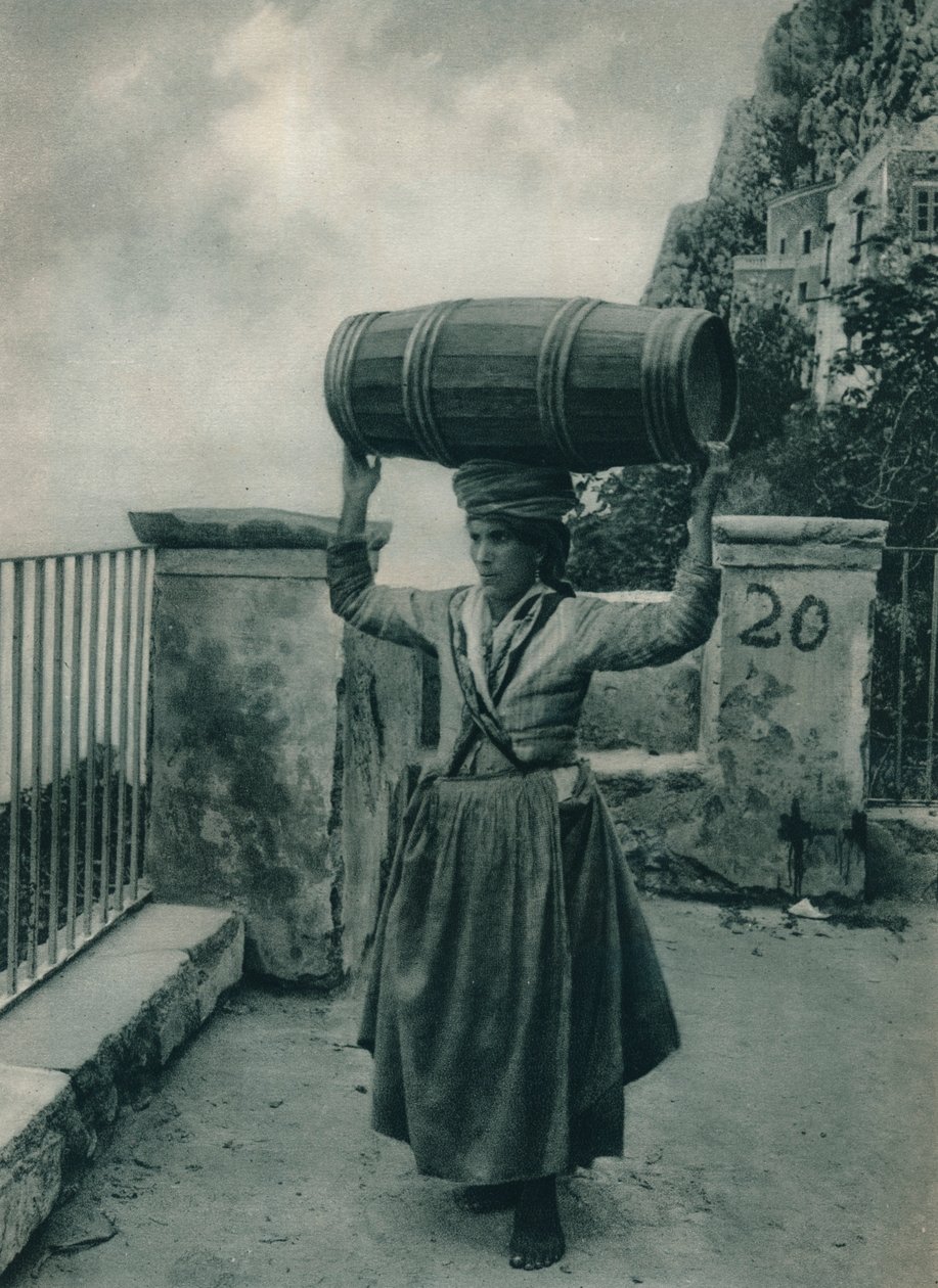 Vattenbärare, Capri, Italien, 1927 av Eugen Poppel