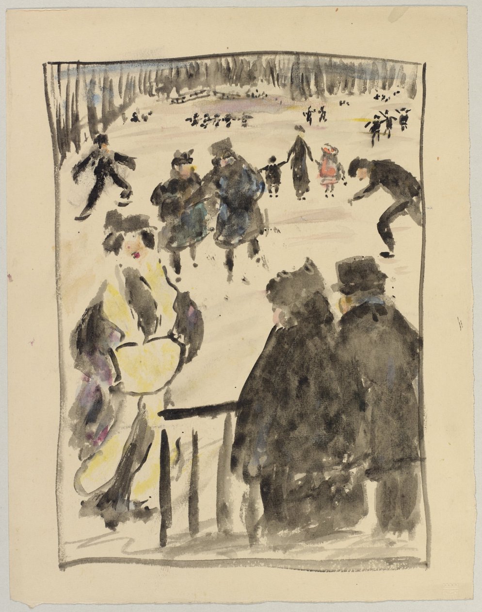 Vinterlandskap (skridskoåkare på isen) av Eugen von Kahler