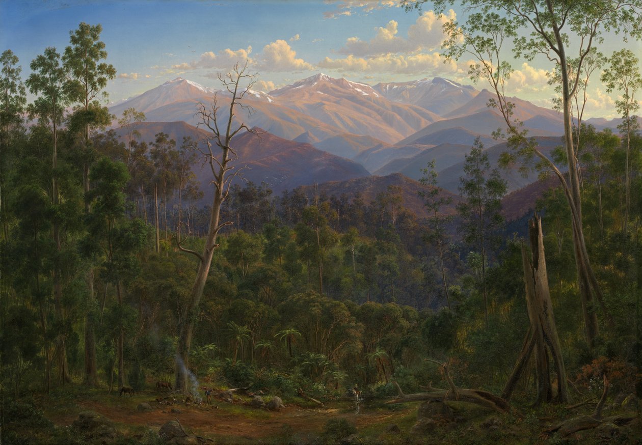 Mount Kosciusko, sett från den viktorianska gränsen (Mount Hope Ranges) av Eugene von Guérard