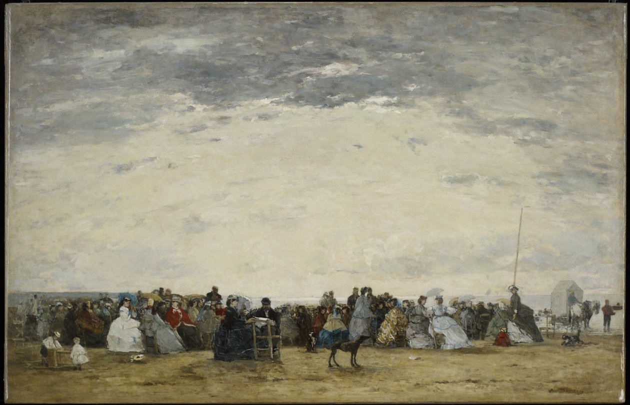 Vacationers on the Beach at Trouville av Eugene Louis Boudin