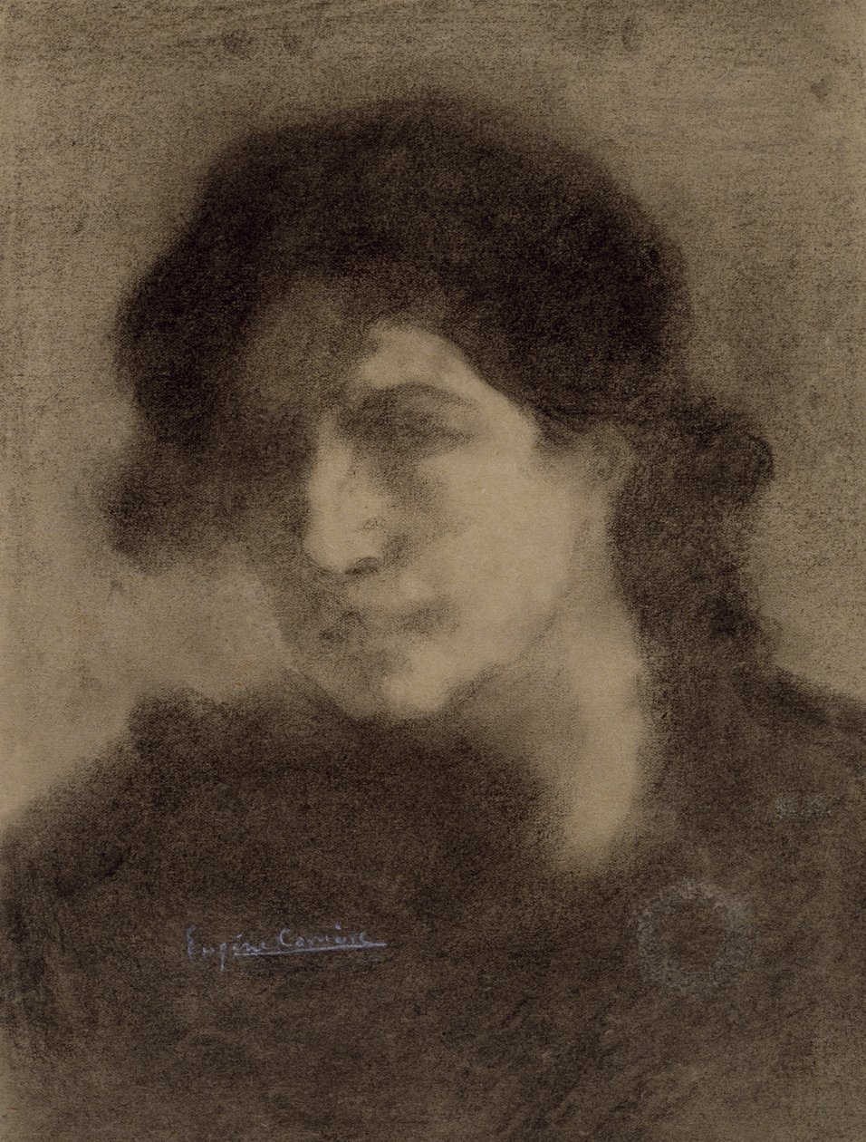 Utan titel, c. 1890 (kol på papper) av Eugène Carrière