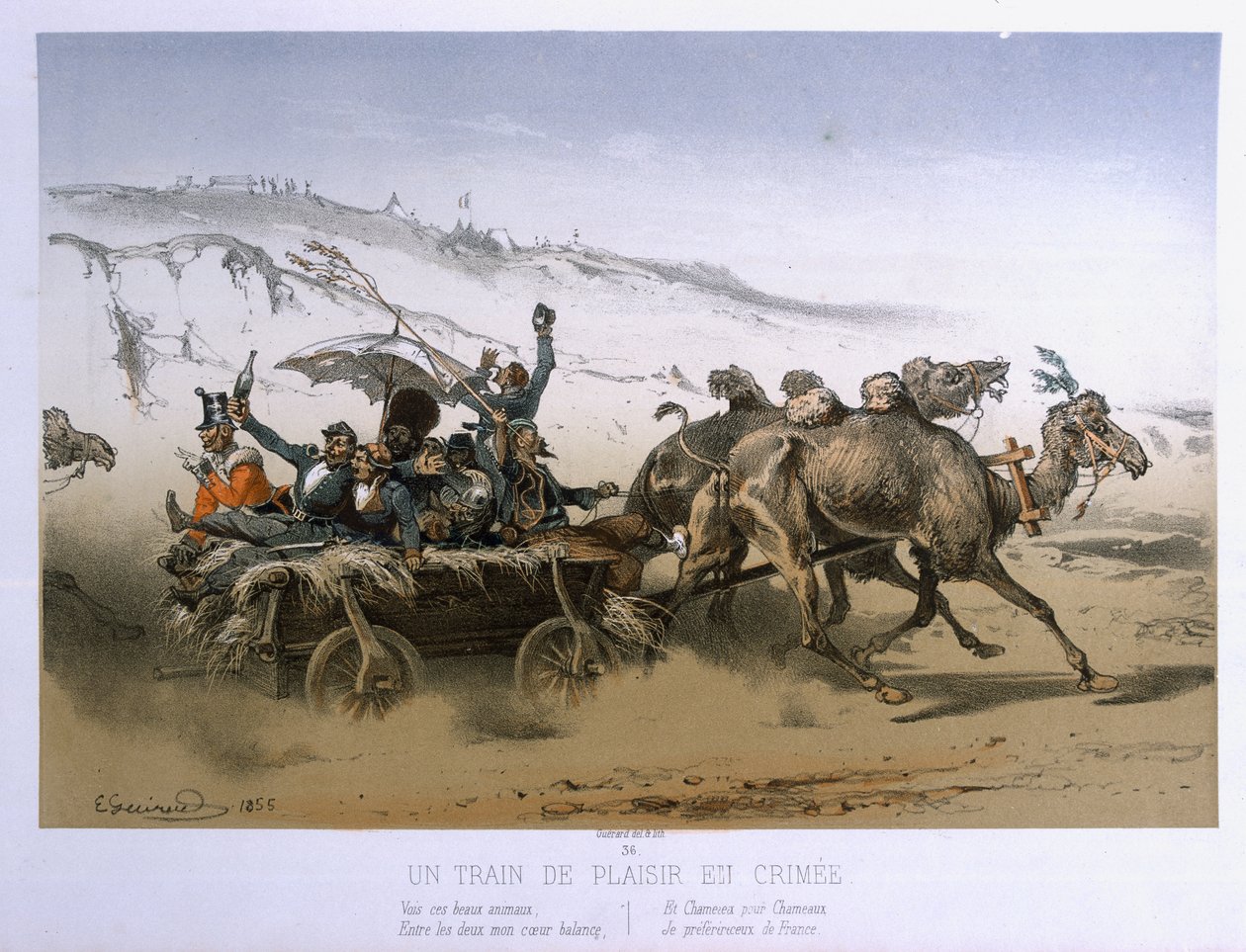 A Pleasure Wagon in the Crimea, utgiven av Wild 1854-55 av Eugene Charles Francois Guerard