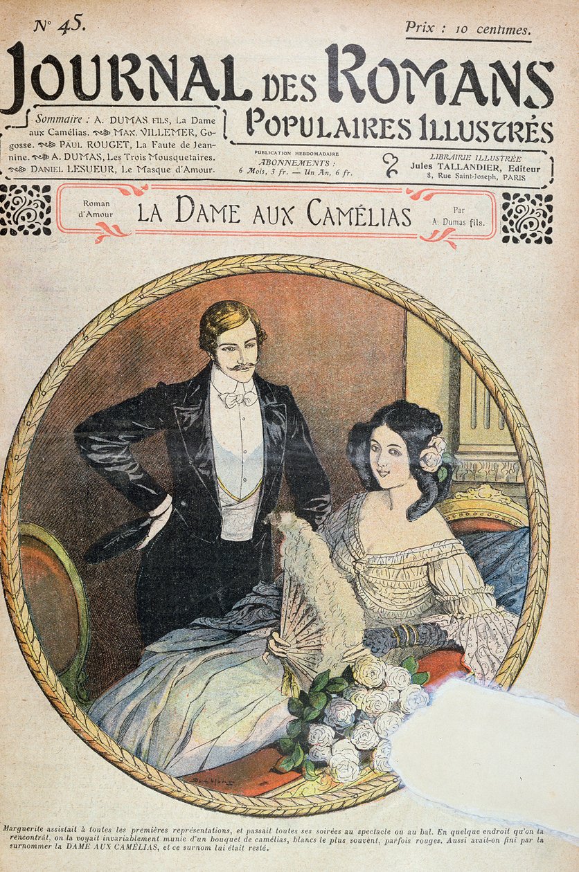Marguerite med sin bukett vita kamelia i lådan på teatern, illustration till 
