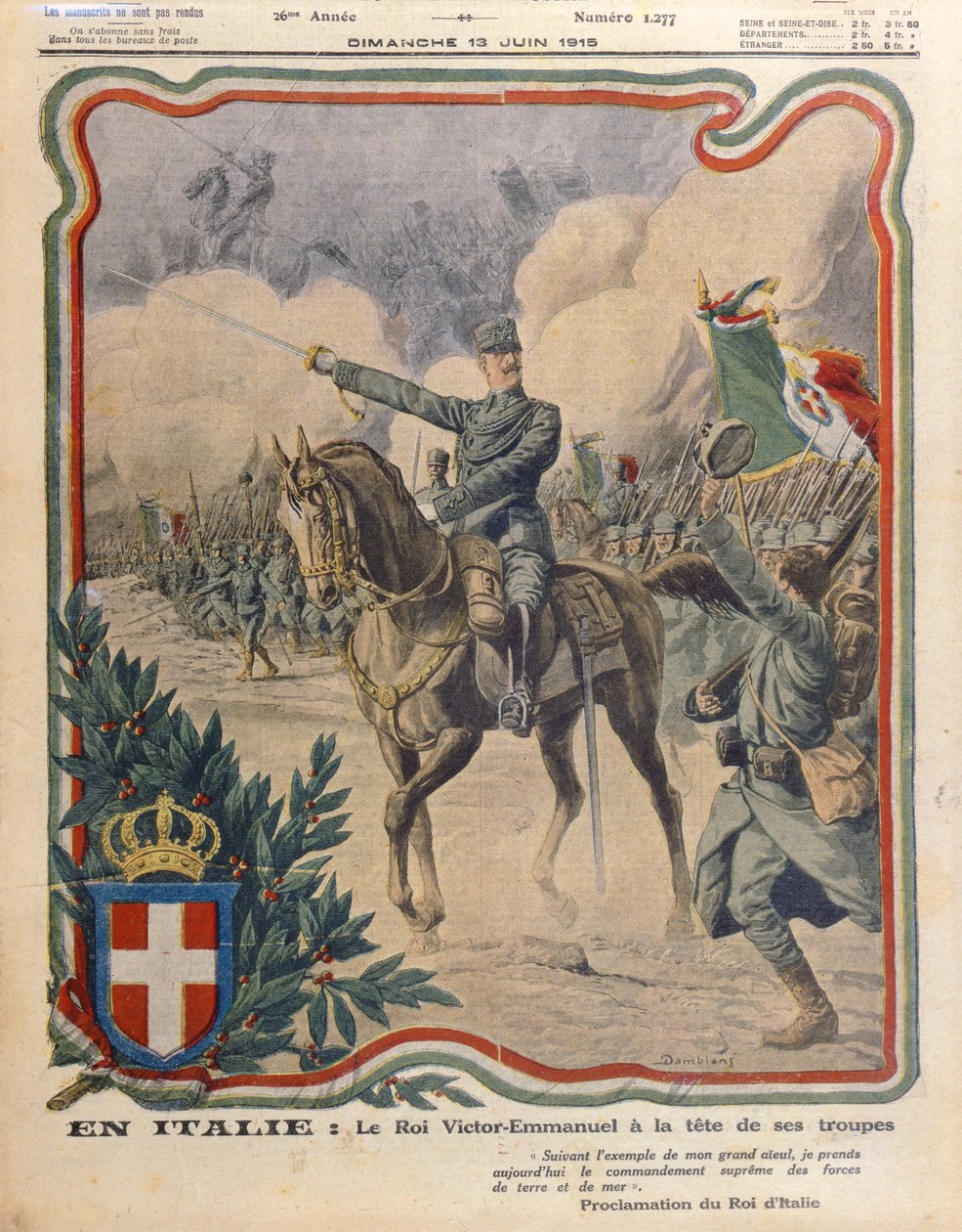 Victor Emmanuel III (1869-1947) Leading his Army, illustration från 