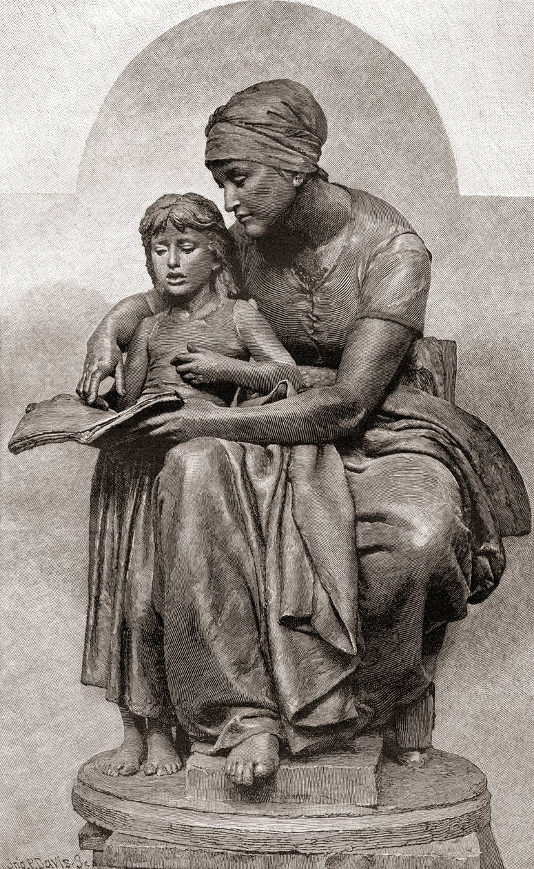 La Educación Maternal eller Moderskap, från The Century Magazine, publicerat 1887. av Eugene Delaplanche