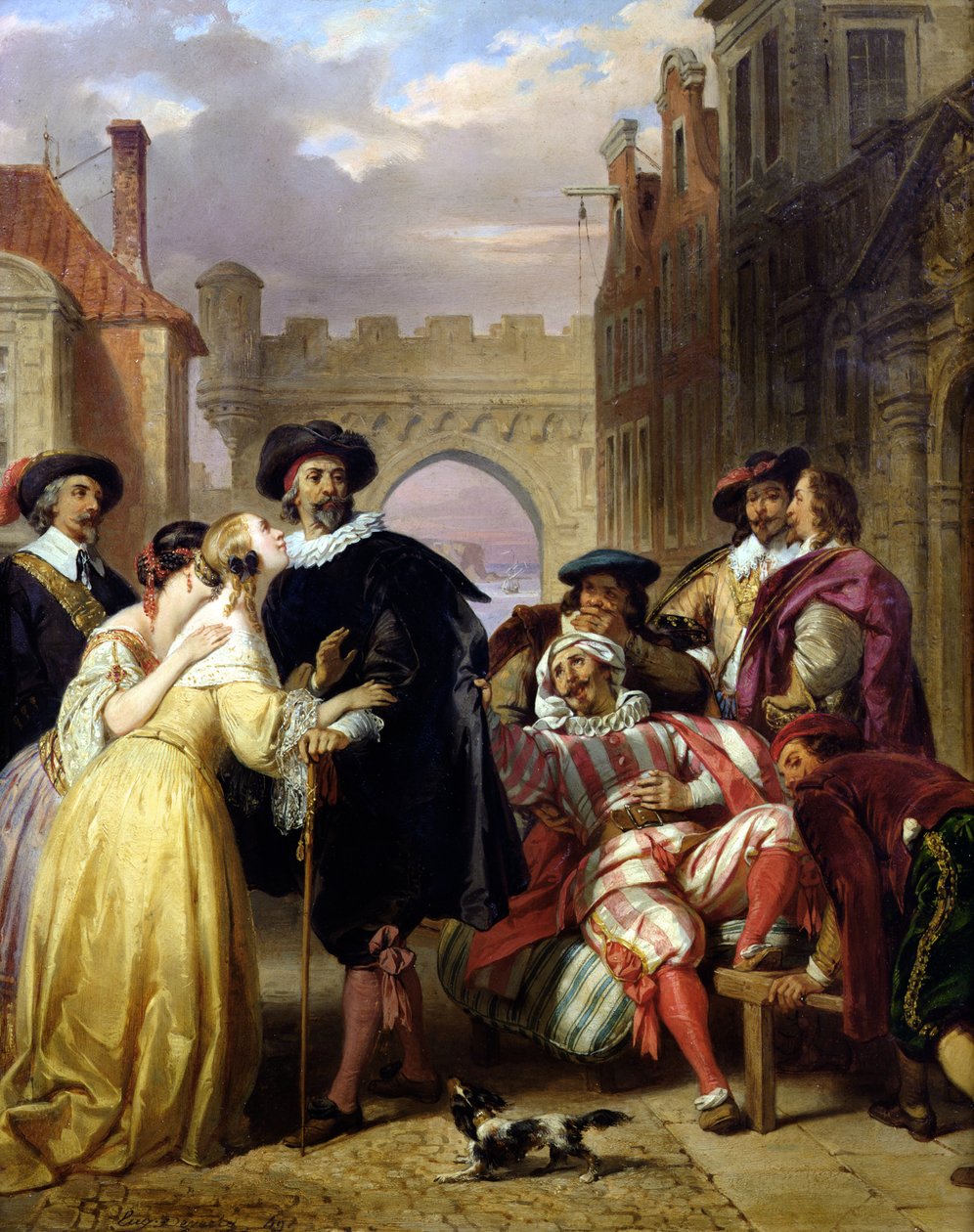 Slutscenen av "Les Fourberies de Scapin" av Moliere (1622-73) av Eugene Deveria