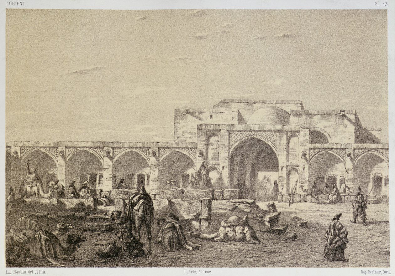 Caravanserai på vägen från Isfahan till Shiraz av Eugene Flandin