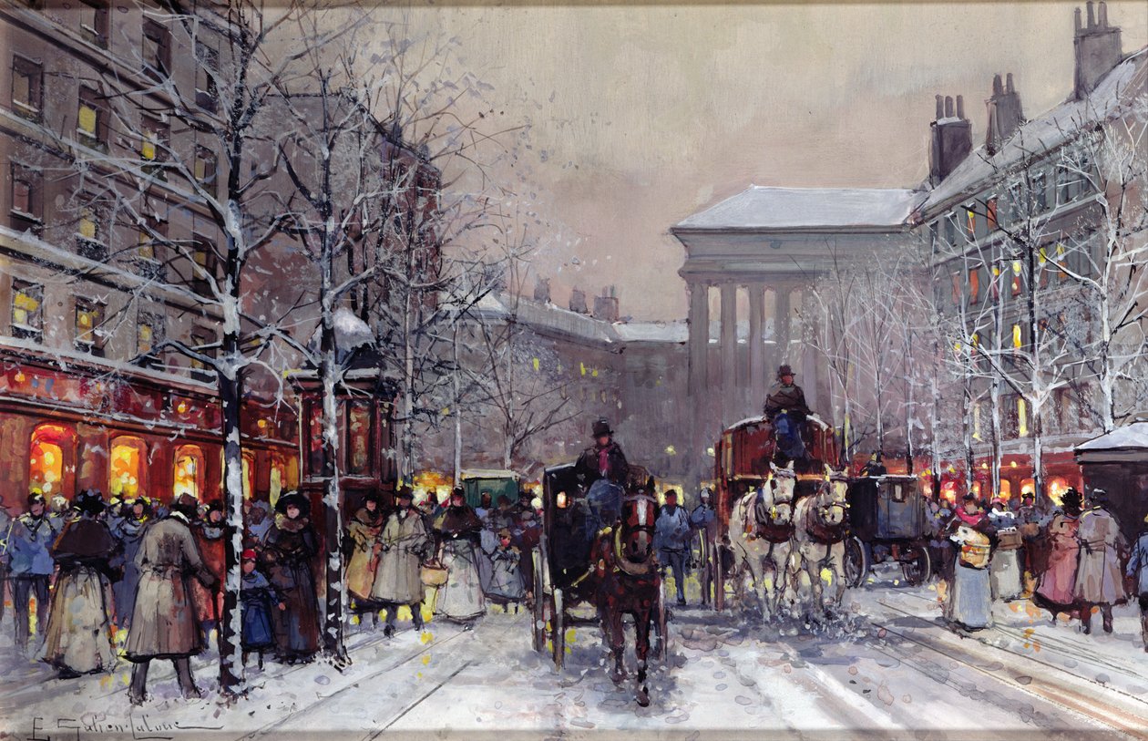 En parisisk vinterscen av Eugene Galien Laloue