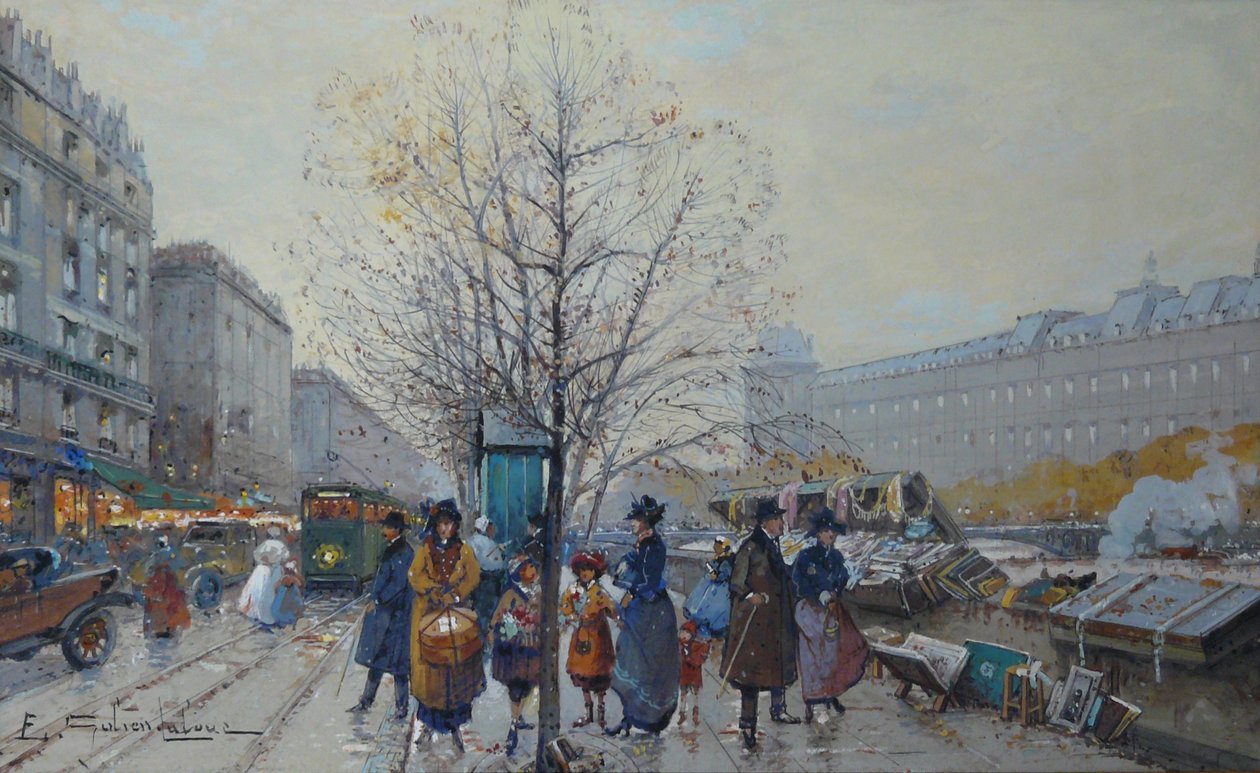 Les Bouquinistes av Eugene Galien Laloue