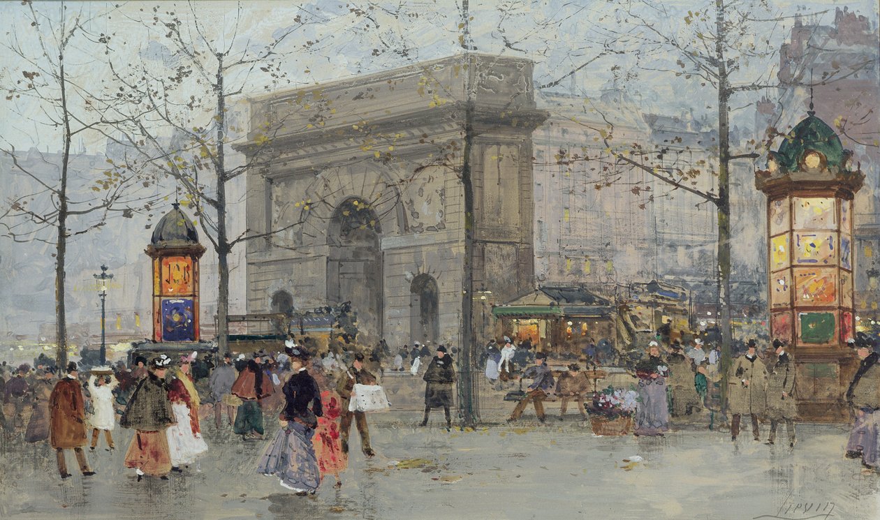 Gatubild i Paris av Eugene Galien Laloue