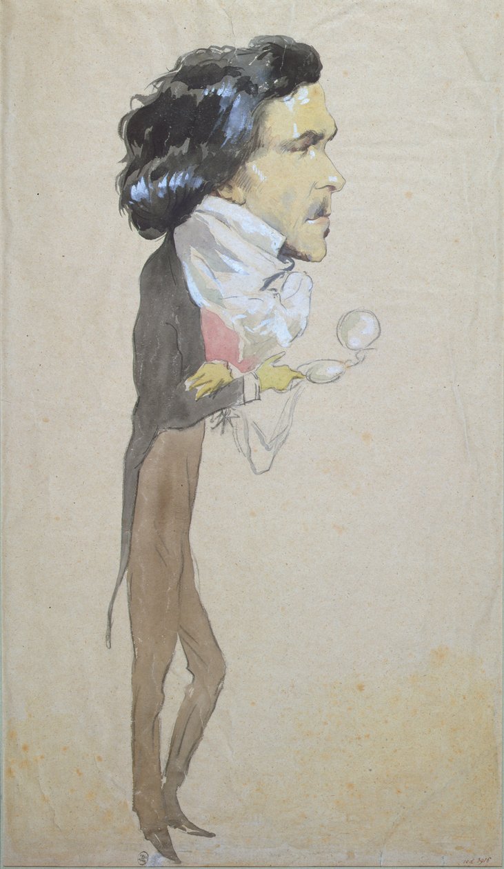 Karikatyr av Eugene Delacroix (1798-1863) (wc, penna och gouache på papper) av Pierre François Eugène Giraud